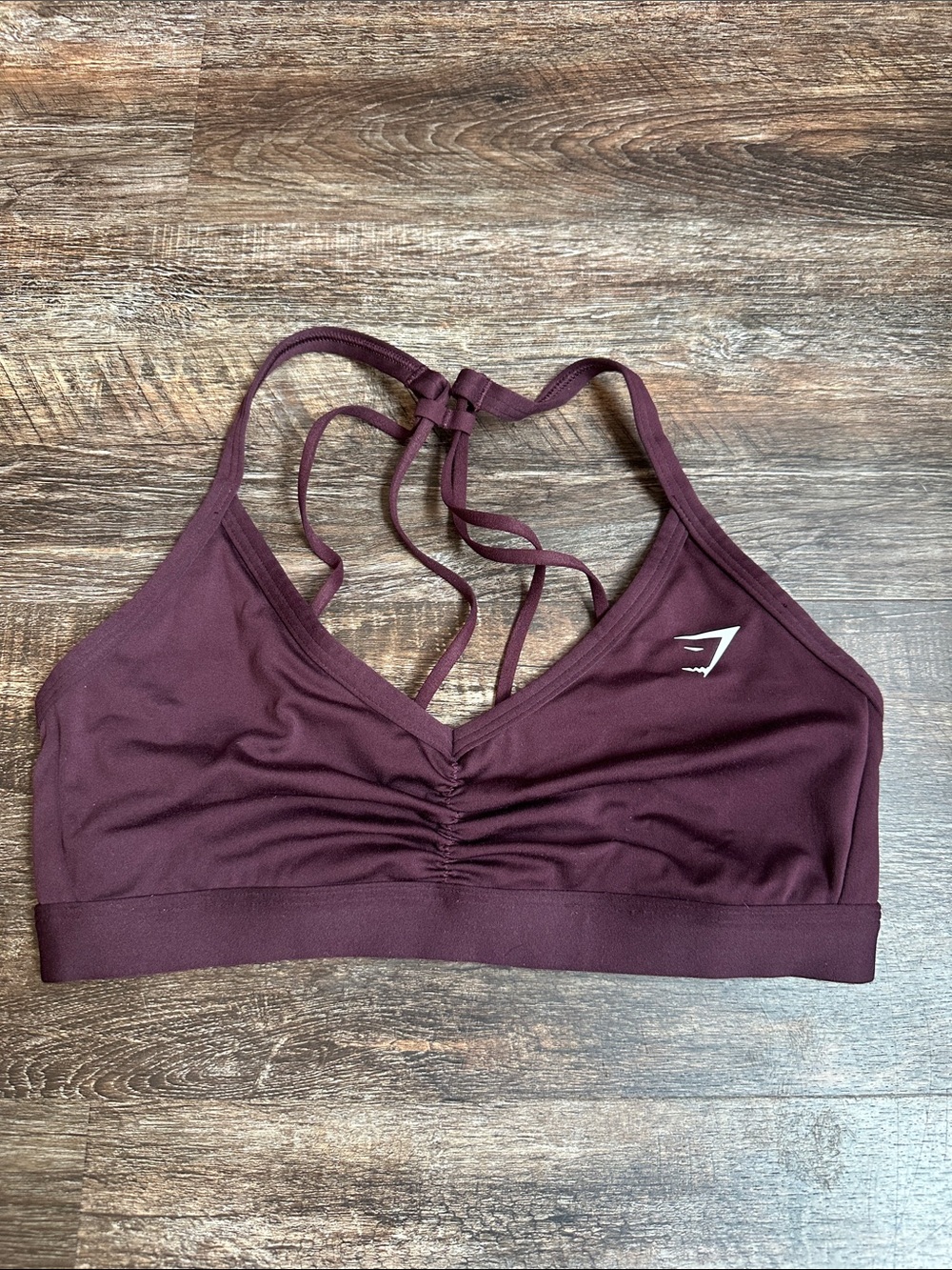 Gymshark Maroon Strappy Ruched Sports Bra